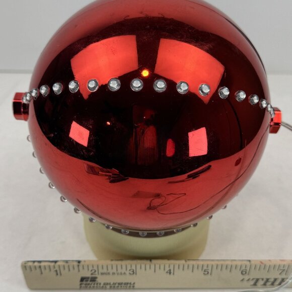 Large Red LED Christmas Ornament Ball 6" Hanging Motion Lights Battery Timer - Picture 8 of 12